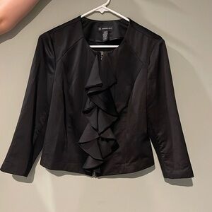 Inc international concepts dressy ruffle full zip jacket 3/4 sleeves size Medium
